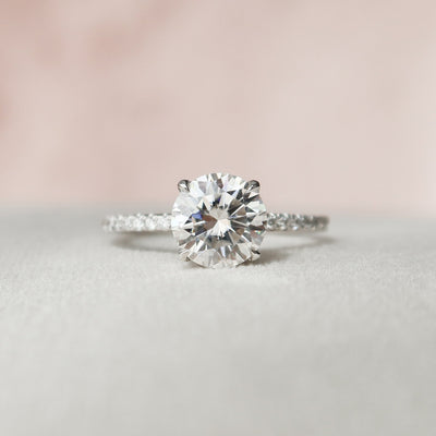 1.50CT Round Cut Hidden Halo Moissanite Engagement Ring