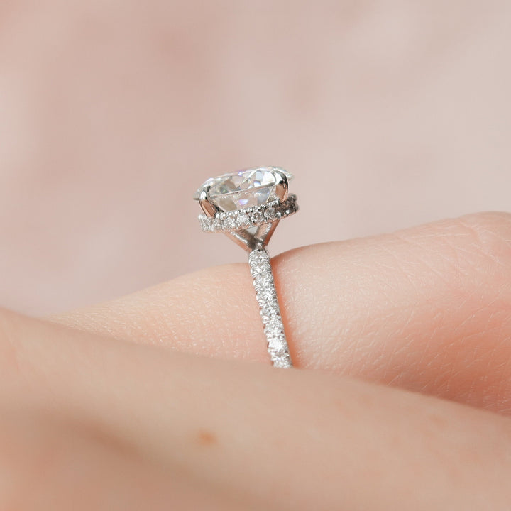 1.50CT Round Cut Hidden Halo Moissanite Engagement Ring