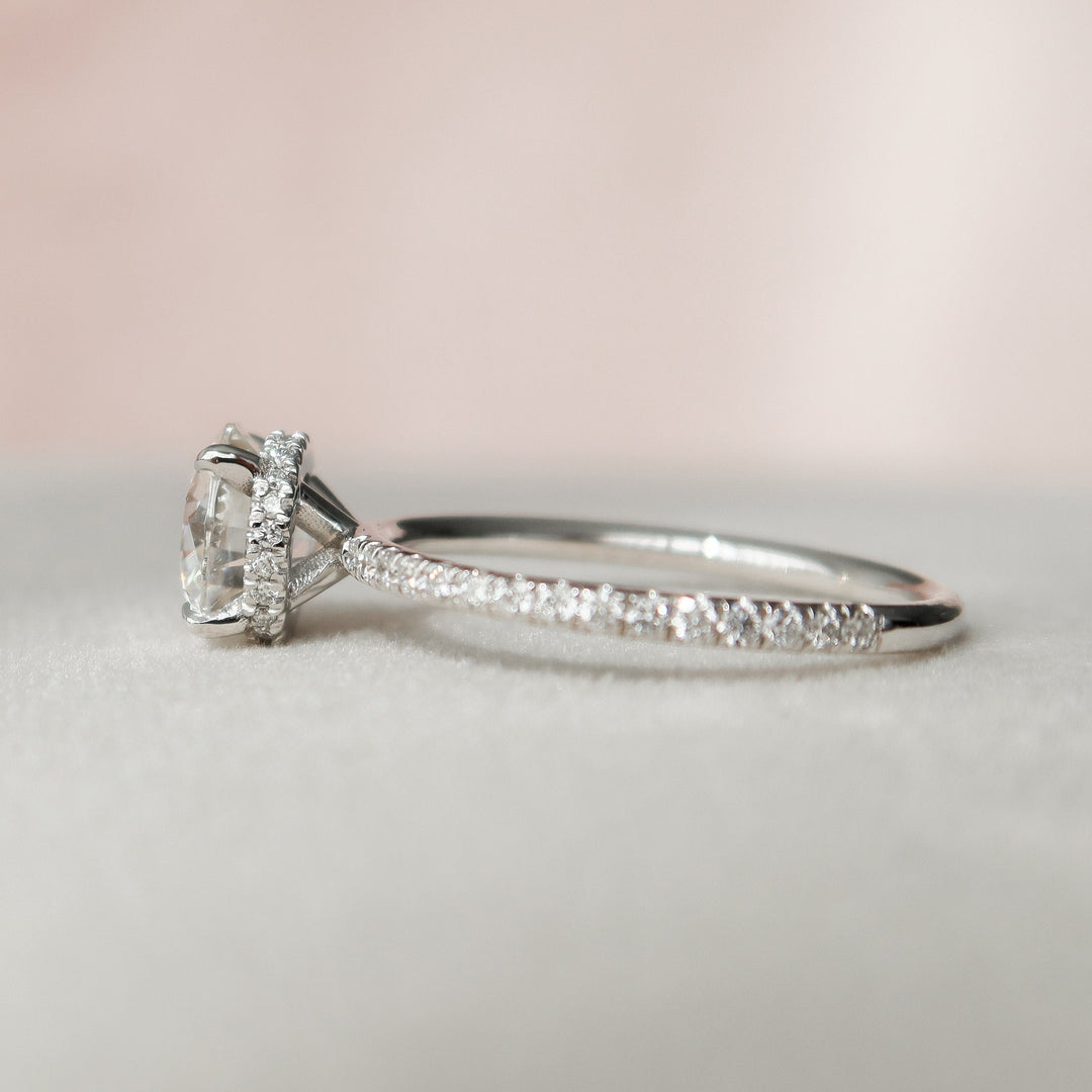 1.50CT Round Cut Hidden Halo Moissanite Engagement Ring