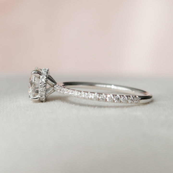 1.50CT Round Cut Hidden Halo Moissanite Engagement Ring
