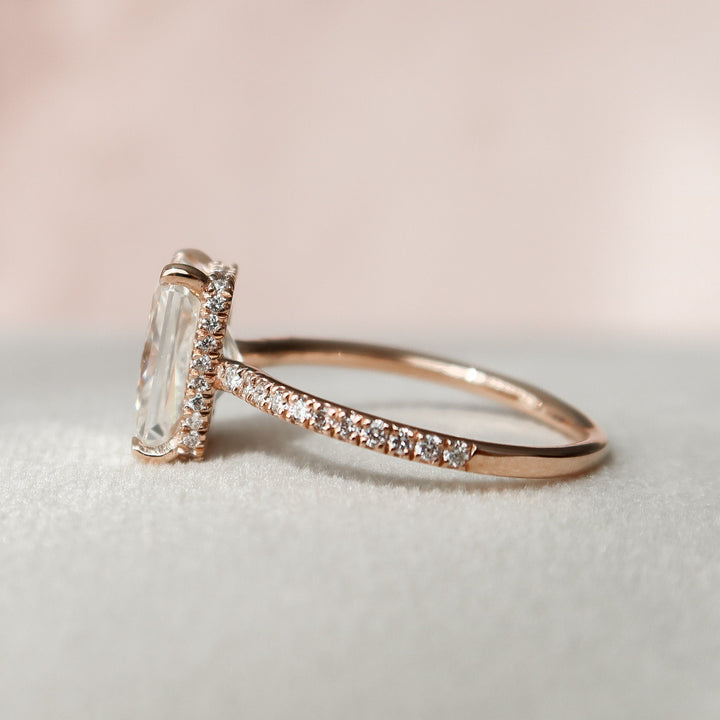 3.0CT Radiant Cut Hidden Halo Moissanite Engagement Ring