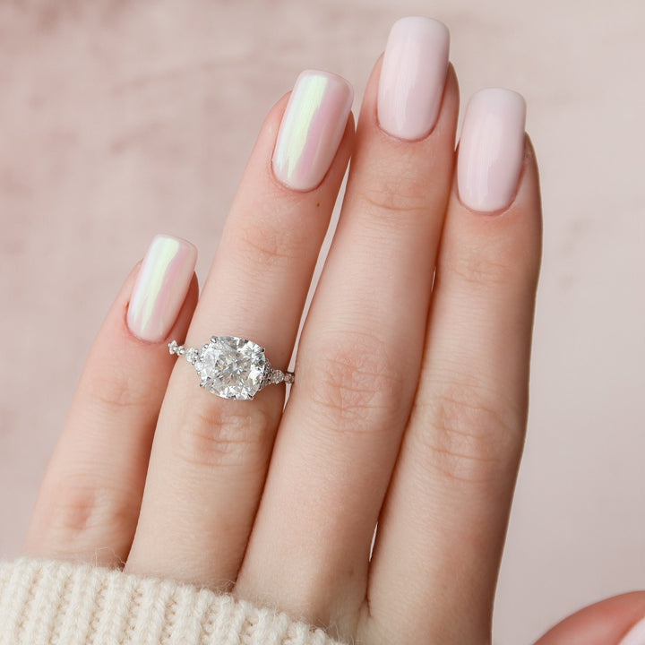 3.5 CT Cushion Cut Moissanite Engagement Ring
