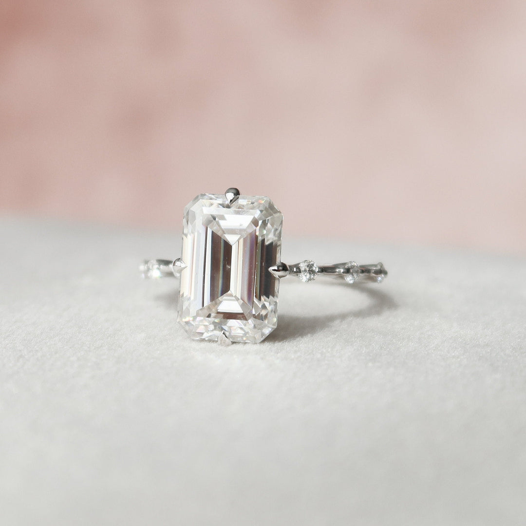 3 CT Emerald Cut Moissanite Engagement Ring