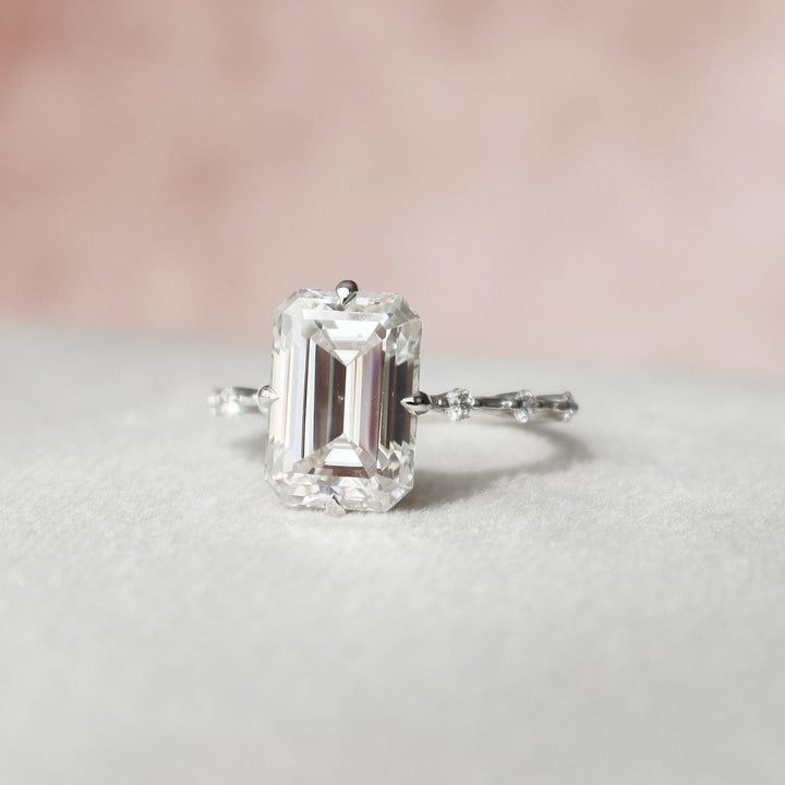 3 CT Emerald Cut Moissanite Engagement Ring