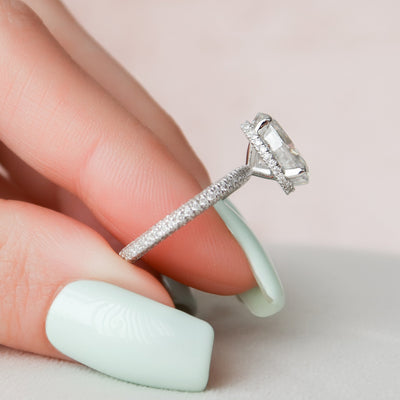 3 CT Oval cut Hidden Halo Moissanite Engagement Ring