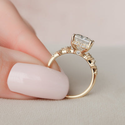 3.50CT Radiant Cut Cluster Moissanite Diamond Engagement Ring For Women