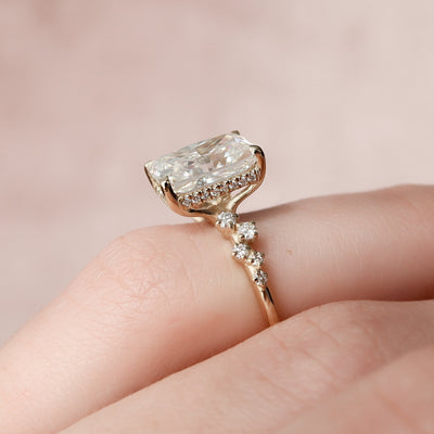 3.50CT Radiant Cut Cluster Moissanite Diamond Engagement Ring For Women