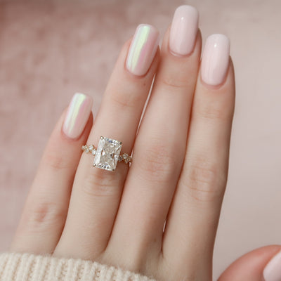 3.50CT Radiant Cut Cluster Moissanite Diamond Engagement Ring For Women