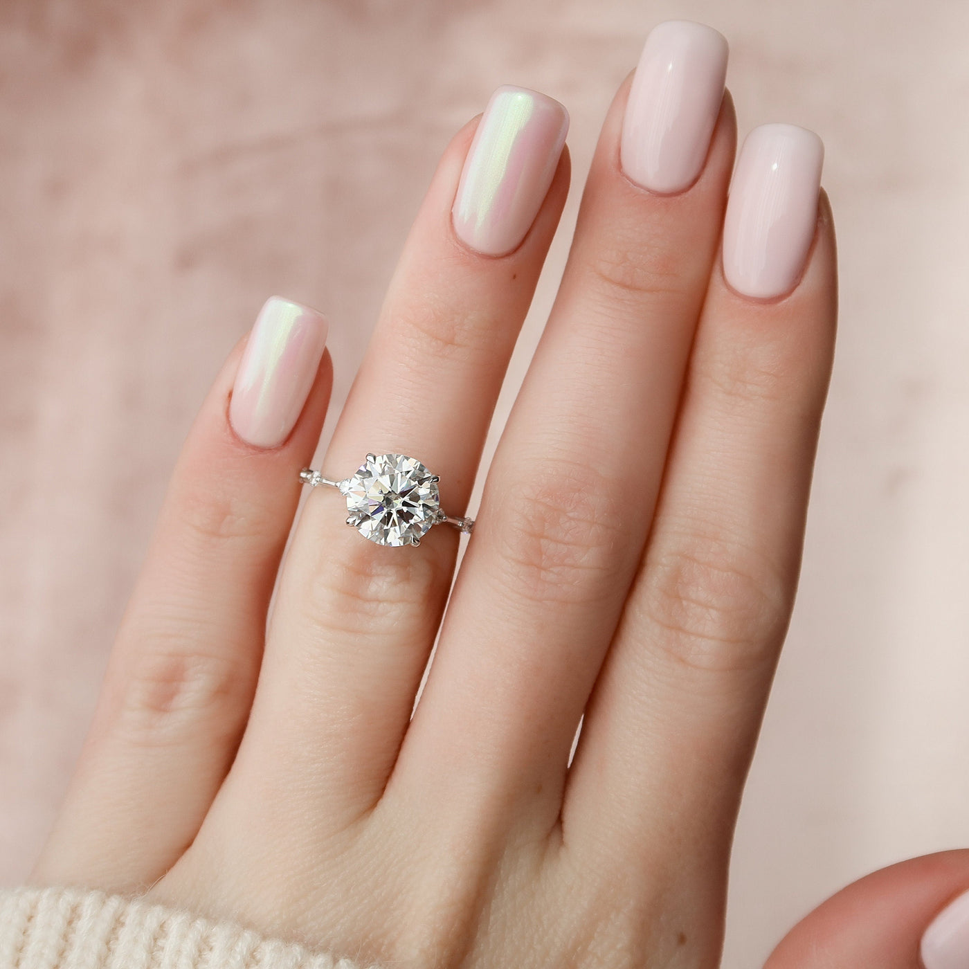 2.50CT Round Brilliant Cut Petite Pave Moissanite Diamond Engagement Ring