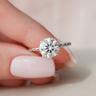 2.50CT Round Cut Braided Moissanite Diamond Hidden Halo Engagement Ring