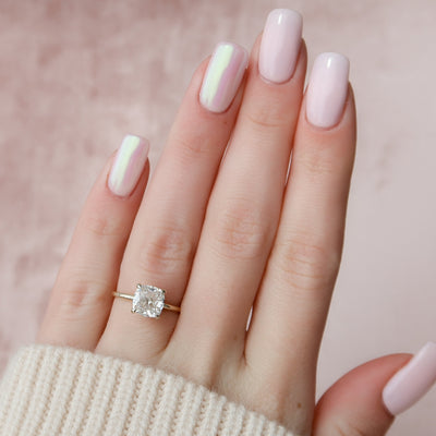 2.0CT Cushion Cut Hidden Halo Moissanite Engagement Ring