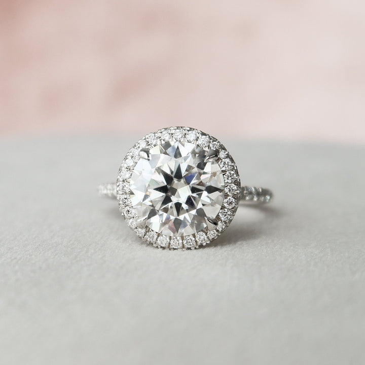 3.5 CT Round cut Halo Moissanite Wedding Ring