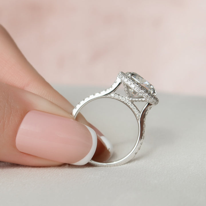 3.5 CT Round cut Halo Moissanite Wedding Ring