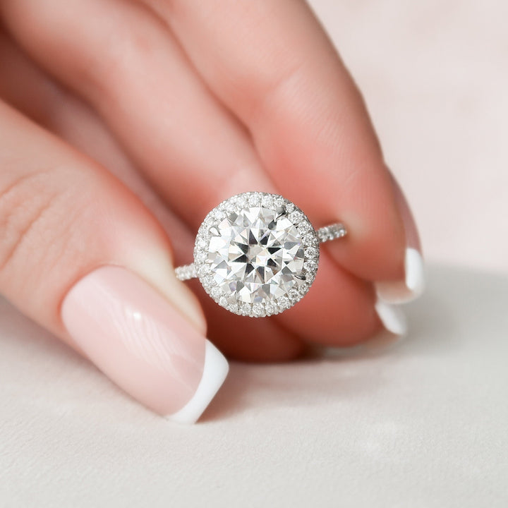 3.5 CT Round cut Halo Moissanite Wedding Ring