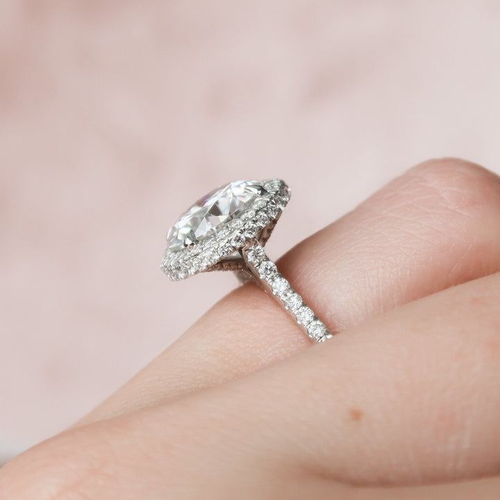 3.5 CT Round cut Halo Moissanite Wedding Ring