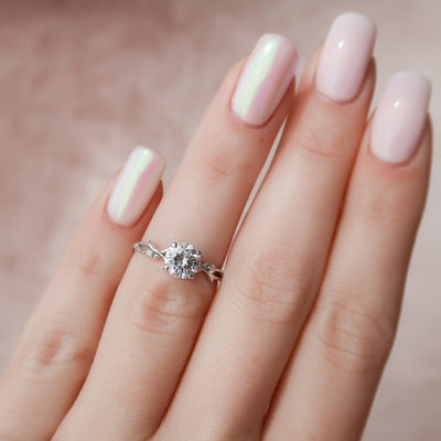 1 CT Round cut Moissanite Engagement Ring