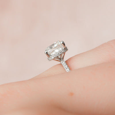 2.50CT Cushion Cut Hidden Halo Moissanite Engagement Ring