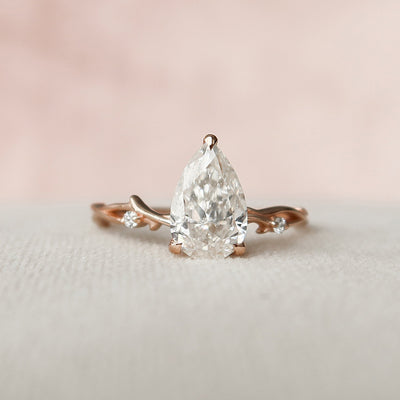 1.5 CT Pear Shaped Nature Inspired Twig Diamond Engagement Ring