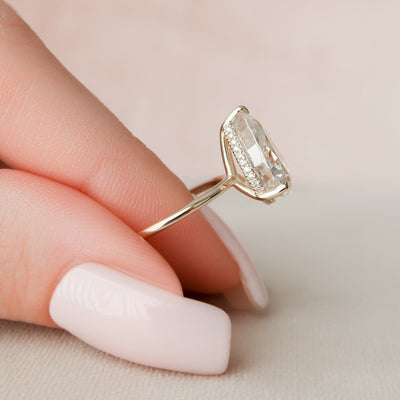 3 CT Pear Cut Hidden Halo Moissanite Engagement Ring