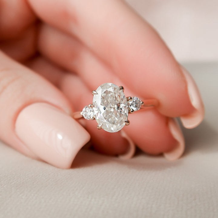 2 CT  Oval cut Three Stone  Moissanite Engagement Ring
