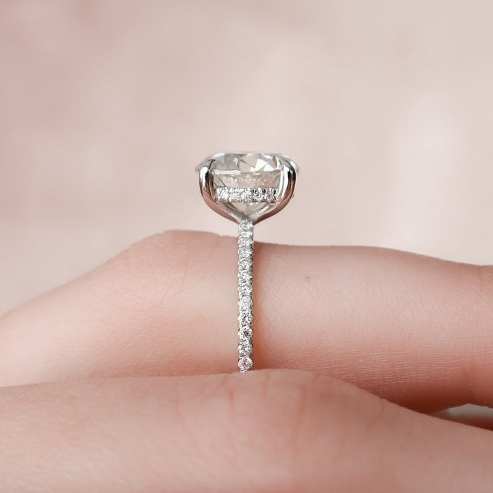 2.50CT Round Cut Pave Setting Moissanite Engagement Ring