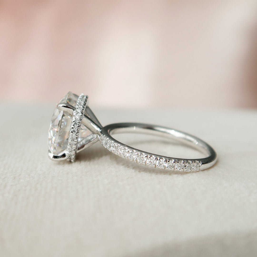 4.50CT Round Cut Hidden Halo Moissanite Engagement Ring