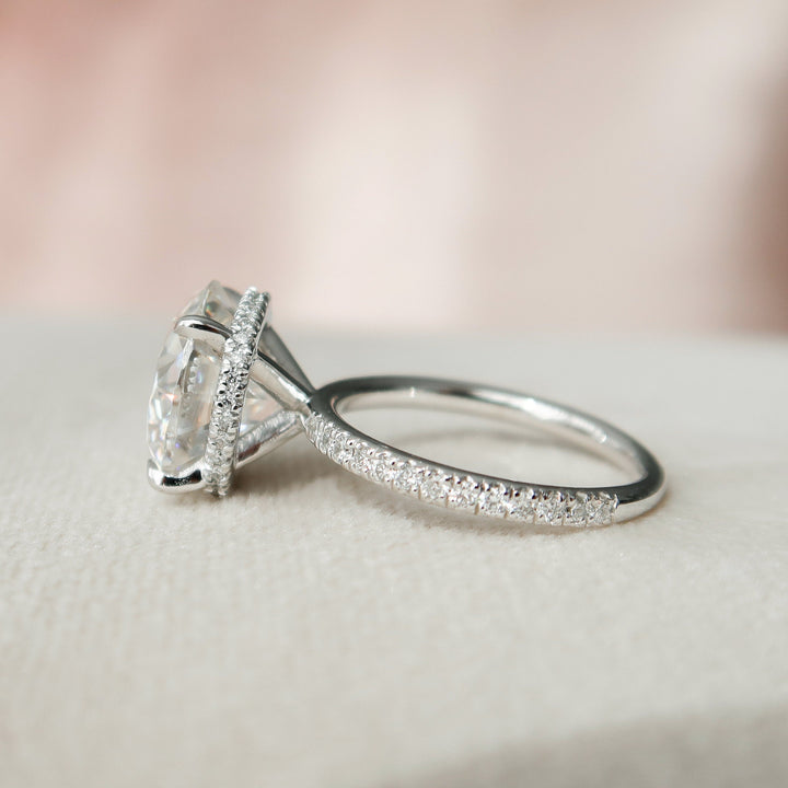 4.50CT Round Cut Hidden Halo Moissanite Engagement Ring