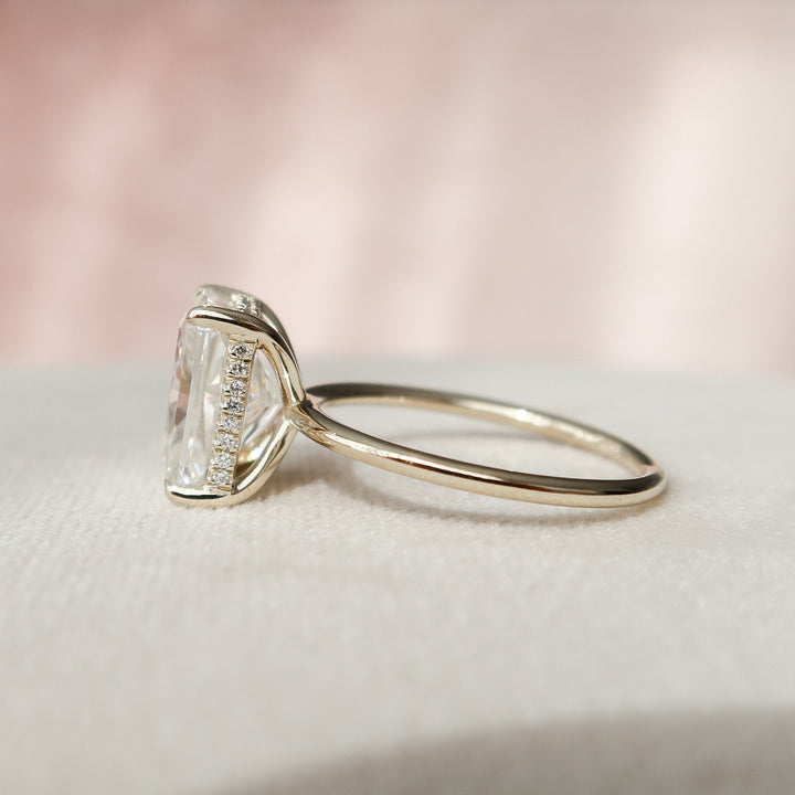 4.50CT Radiant Cut Hidden Halo Moissanite Engagement Ring