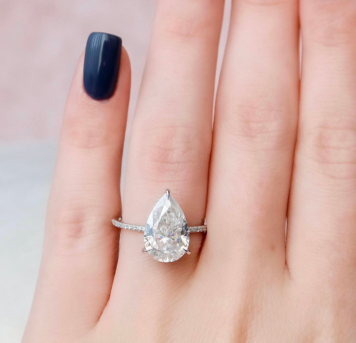 4.5 CT Pear Cut Moissanite Engagement Ring
