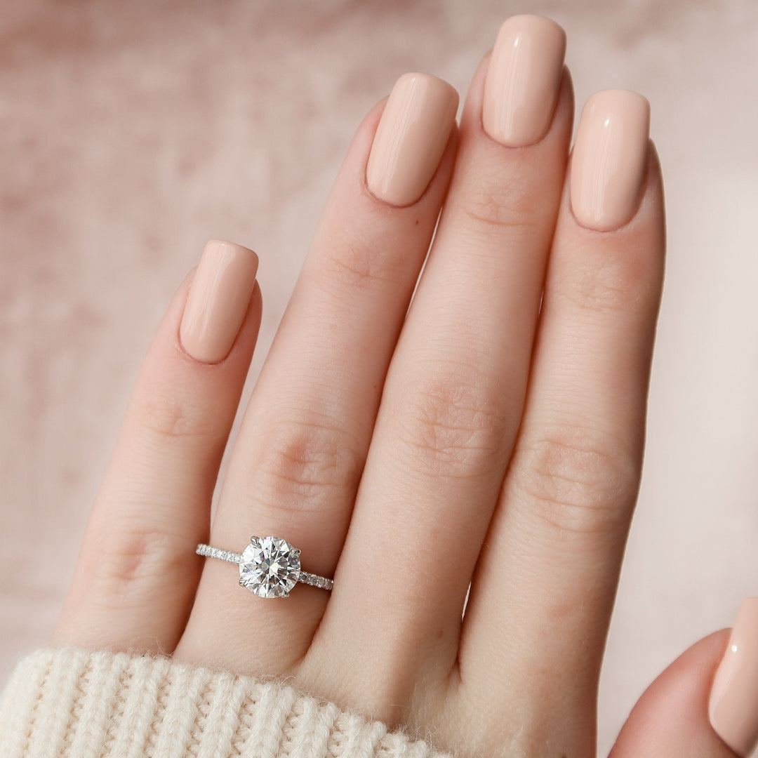 1.50CT Round Cut Hidden Halo Moissanite Engagement Ring