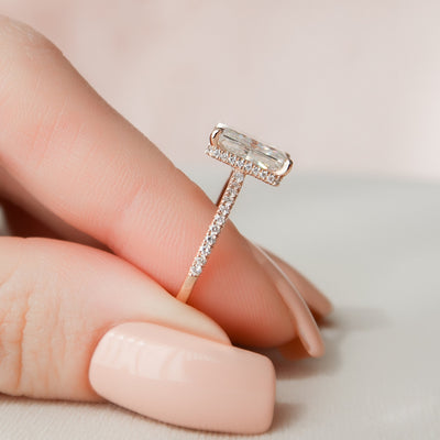 3.0CT Radiant Cut Hidden Halo Moissanite Engagement Ring