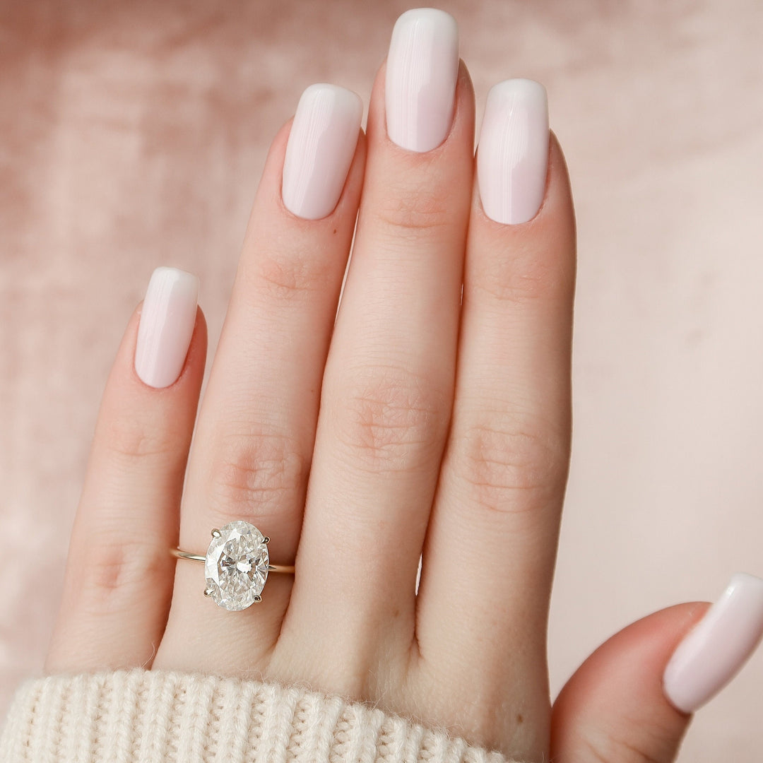3.5 CT Oval Cut Moissanite Hidden Halo Engagement Ring