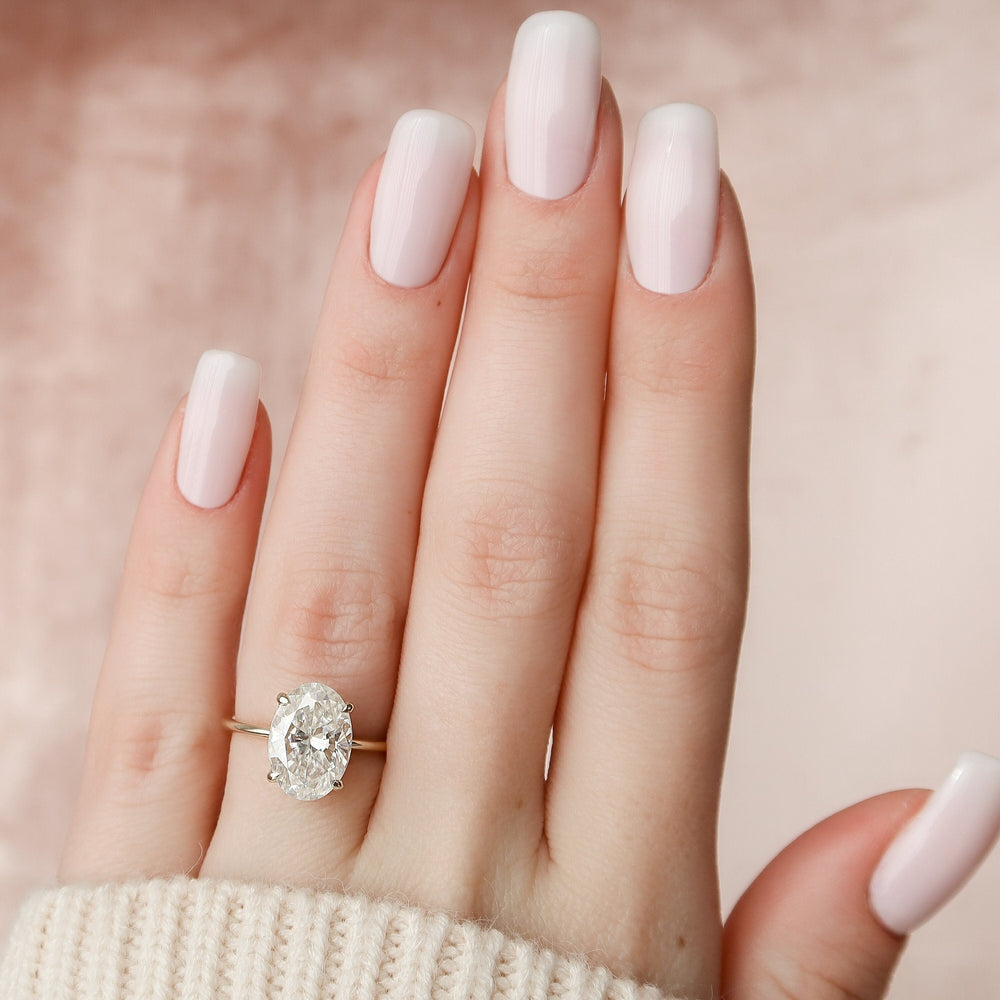 3.50CT Oval Cut Solitaire Moissanite Hidden Halo Engagement Ring