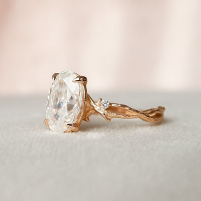 2.0CT Oval Cut Moissanite Branches Engagement Ring