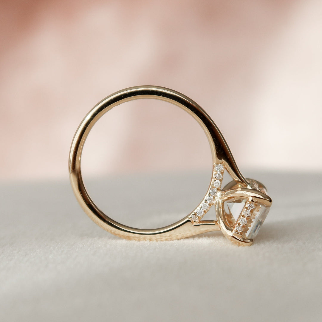 3.0CT Emerald Cut Moissanite Engagement Ring