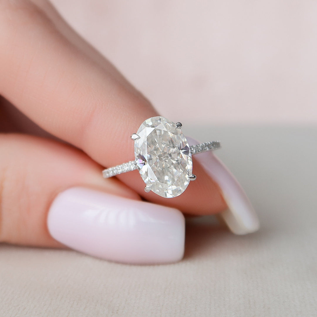 3.5 CT Oval Cut Moissanite Engagement Ring
