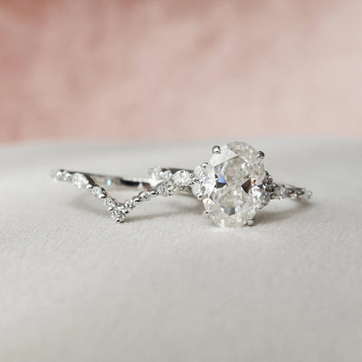 3.0CT Oval Cut Moissanite Diamond Eternity Bridal Engagement Ring Set