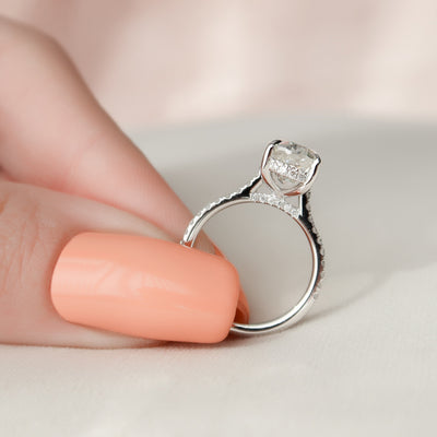 2.0CT Oval Cut Hidden Halo Moissanite Engagement Ring