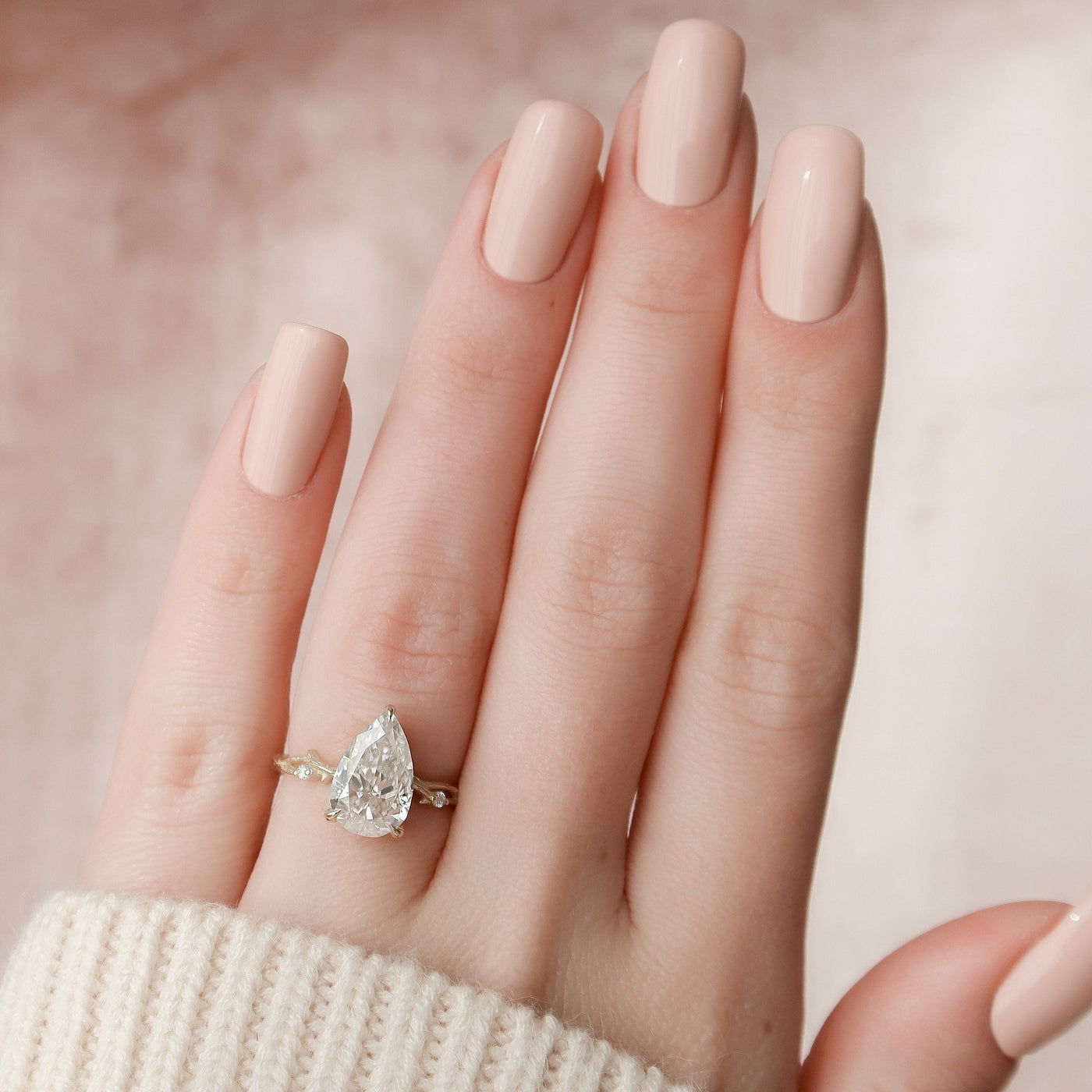 2.50CT Pear Shaped Nature Inspired Twig Engagement Ring