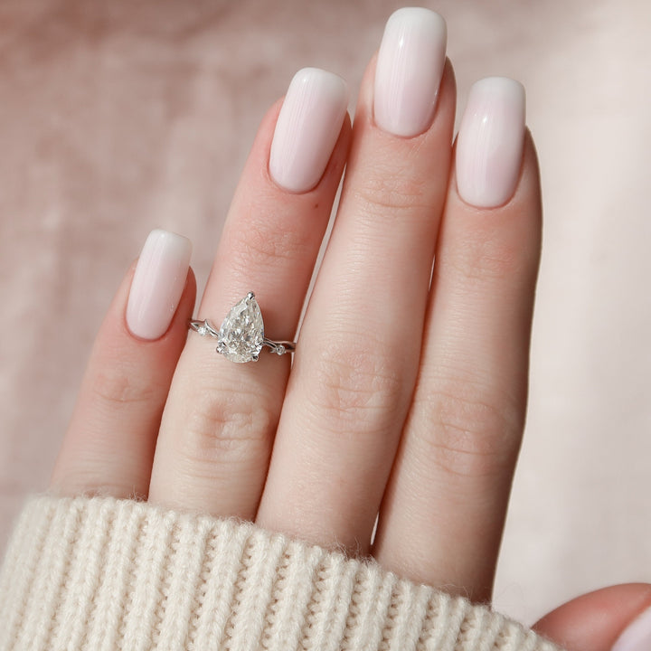 1.5 CT Pear Shaped Nature Inspired Twig Diamond Engagement Ring