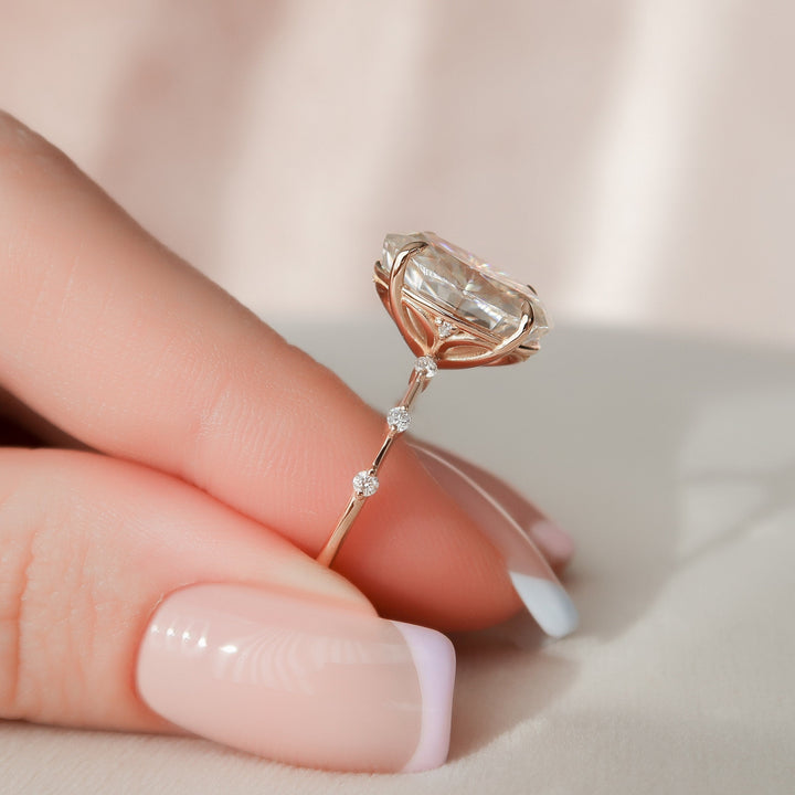 5.0CT Oval Cut Moissanite Solitaire Engagement Ring