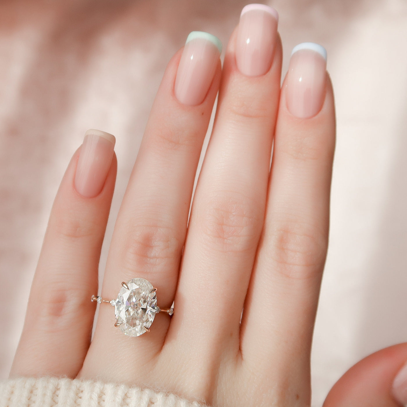 5.0CT Oval Cut Moissanite Solitaire Engagement Ring