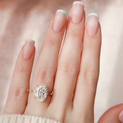 5.0CT Oval Cut Moissanite Solitaire Engagement Ring