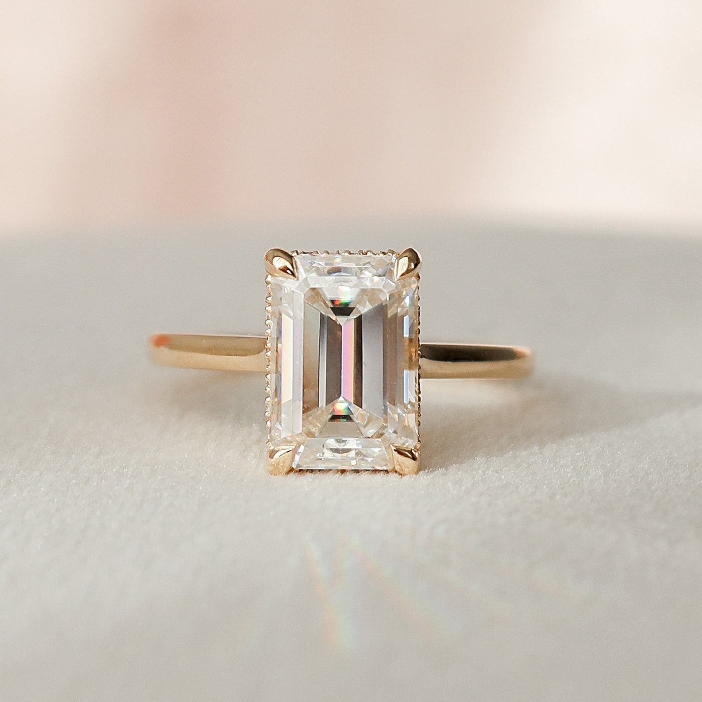 3.0CT Emerald Cut Moissanite Engagement Ring