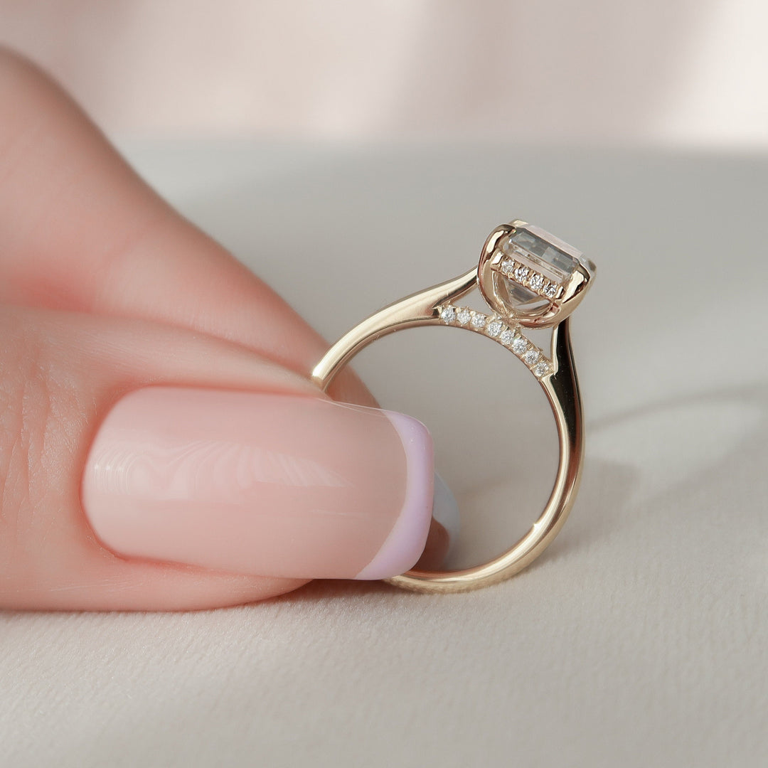 3.0CT Emerald Cut Moissanite Engagement Ring