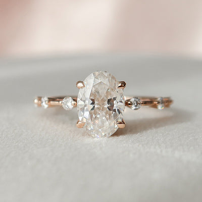 1.50CT Oval Cut Petite Pave Moissanite Engagement Ring