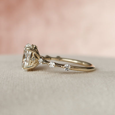 1.50CT Oval Cut Petite Pave Moissanite Engagement Ring