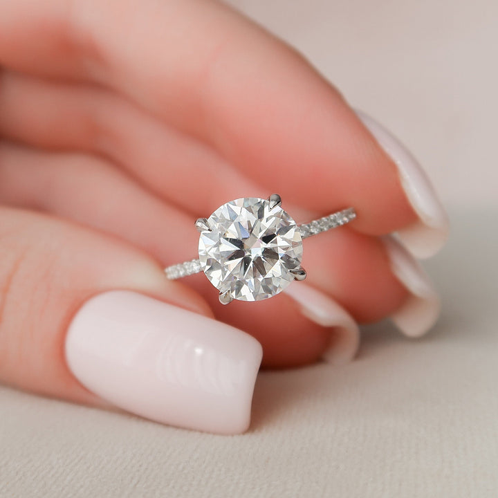 2.50CT Round Cut Pave Setting Moissanite Engagement Ring