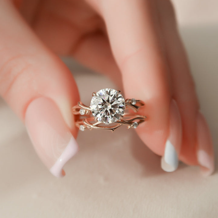 2.0CT Round Cut Twig Nature Inspired Moissanite Engagement Ring