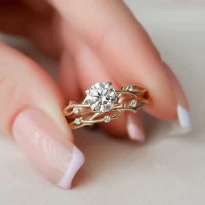 1.0CT Round Cut Moissanite Twing Eternity Bridal Engagement Ring Set